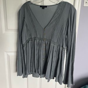 Gray American eagle patterned blouse